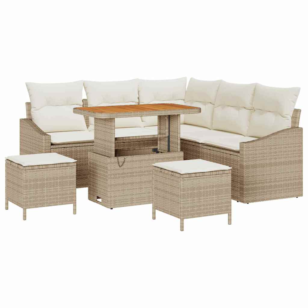 Set Divano da Giardino con cuscino 8 pcs Beige Poly Rattan - homemem39