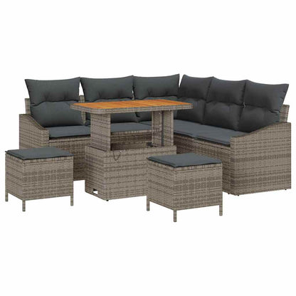 Set Divano da Giardino con cuscino 8 pcs Grigio Poly Rattan - homemem39