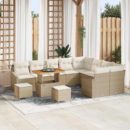 Set Divano da Giardino con cuscino 12 pcs Beige Poly Rattan - homemem39