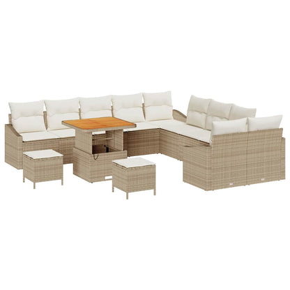 Set Divano da Giardino con cuscino 13 pcs Beige Poly Rattan - homemem39