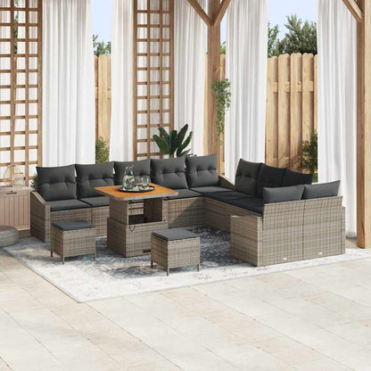 Set Divano da Giardino con cuscino 13 pcs Grigio polyrattan