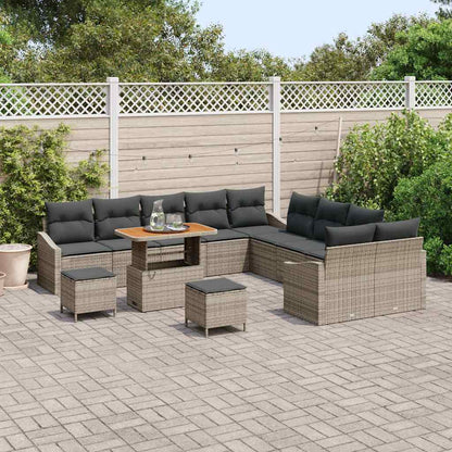 Set Divano da Giardino con cuscino 13 pcs Grigio Poly Rattan - homemem39
