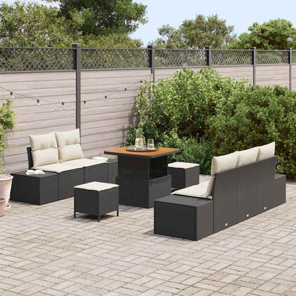 Set Divano da Giardino con cuscino 8 pcs Nero Poly Rattan - homemem39