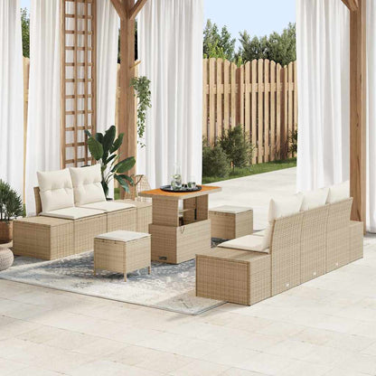 Set Divano da Giardino con cuscino 8 pcs Beige Poly Rattan - homemem39