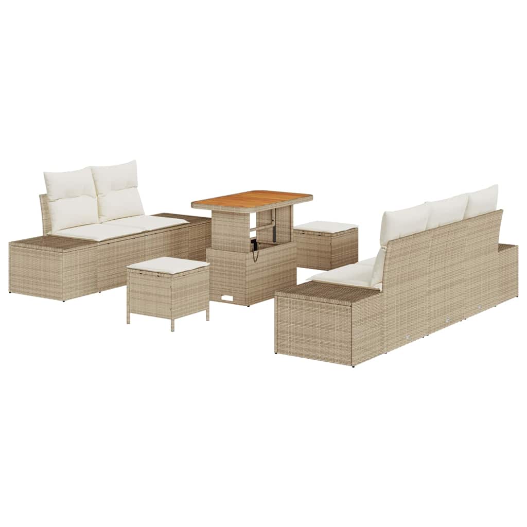 Set Divano da Giardino con cuscino 8 pcs Beige Poly Rattan - homemem39