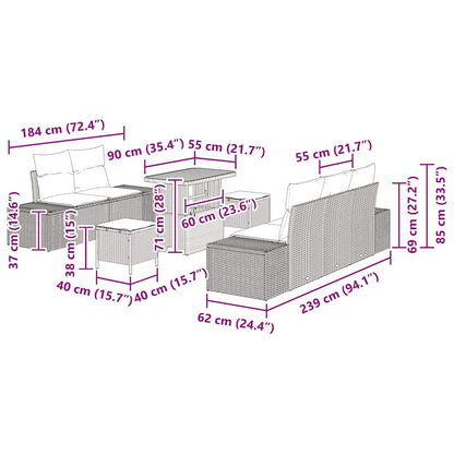 Set Divano da Giardino con cuscino 8 pcs Grigio Poly Rattan - homemem39