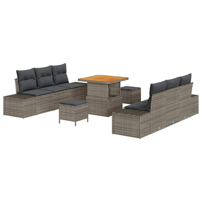 Set Divano da Giardino con cuscino 9 pcs Grigio polyrattan | homemem39