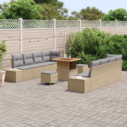 Set Divano da Giardino con cuscino 11 pcs Beige Poly Rattan - homemem39