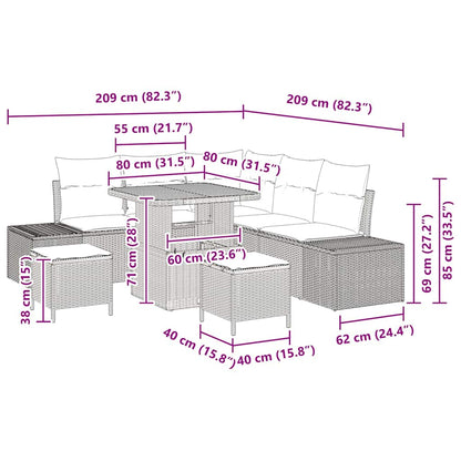 Set Divano da Giardino con cuscino 8 pcs Nero Poly Rattan - homemem39