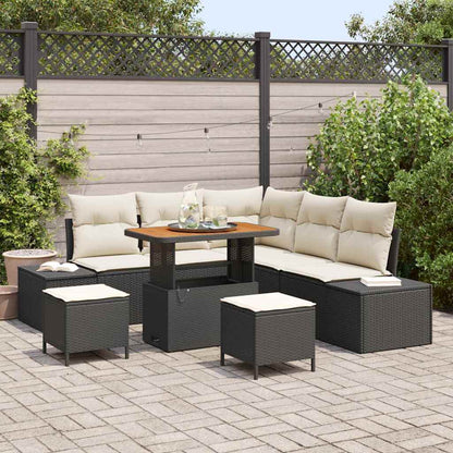 Set Divano da Giardino con cuscino 8 pcs Nero Poly Rattan - homemem39