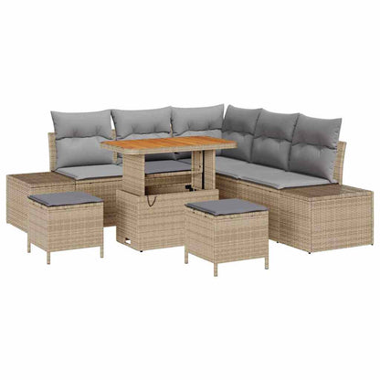 Set Divano da Giardino con cuscino 8 pcs Beige Poly Rattan - homemem39