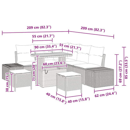 Set Divano da Giardino con cuscino 8 pcs Grigio Poly Rattan - homemem39