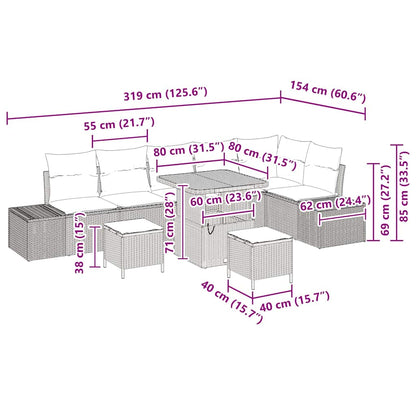Set Divano da Giardino con cuscino 9 pcs Nero Poly Rattan - homemem39