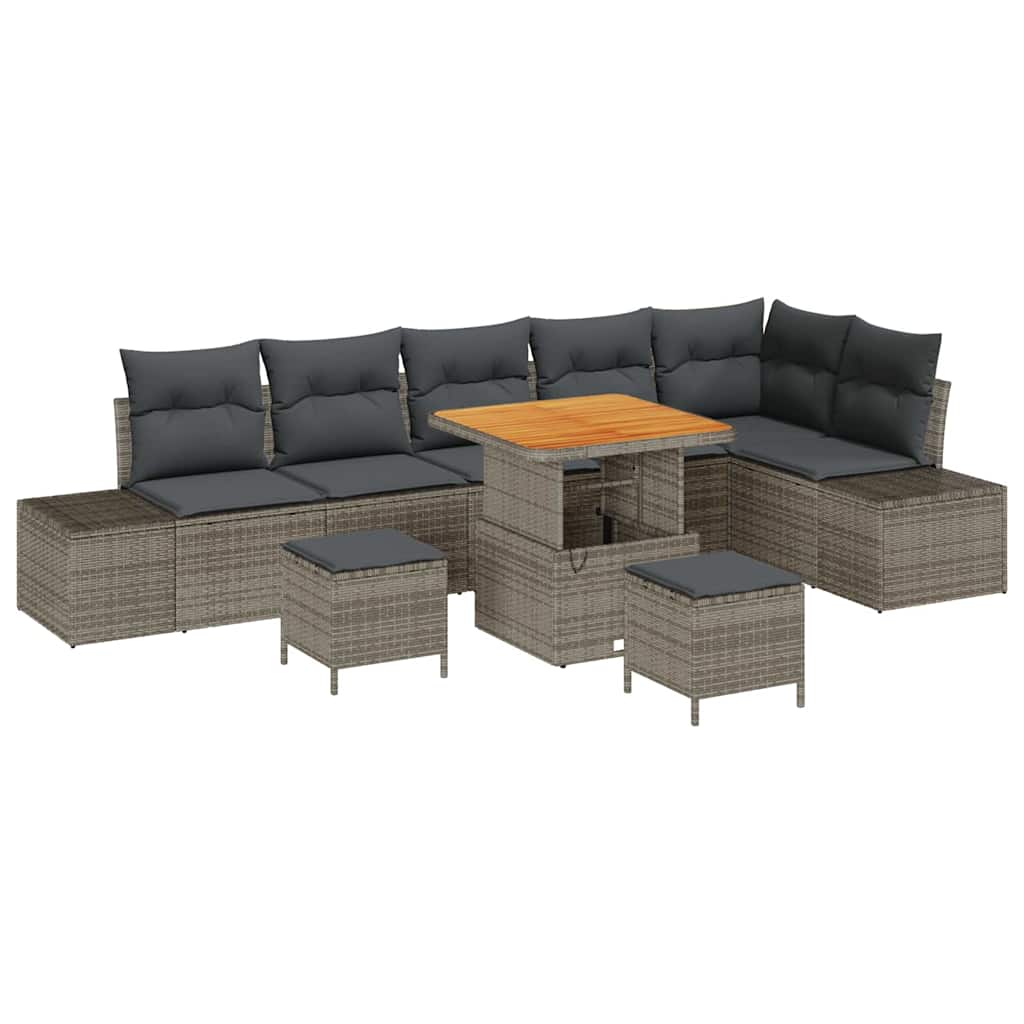 Set Divano da Giardino con cuscino 9 pcs Grigio polyrattan | homemem39
