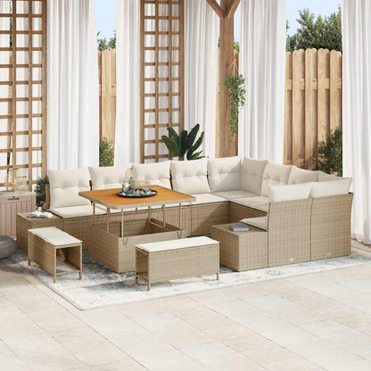 Set Divano da Giardino 12 pcs Beige Poly Rattan - homemem39