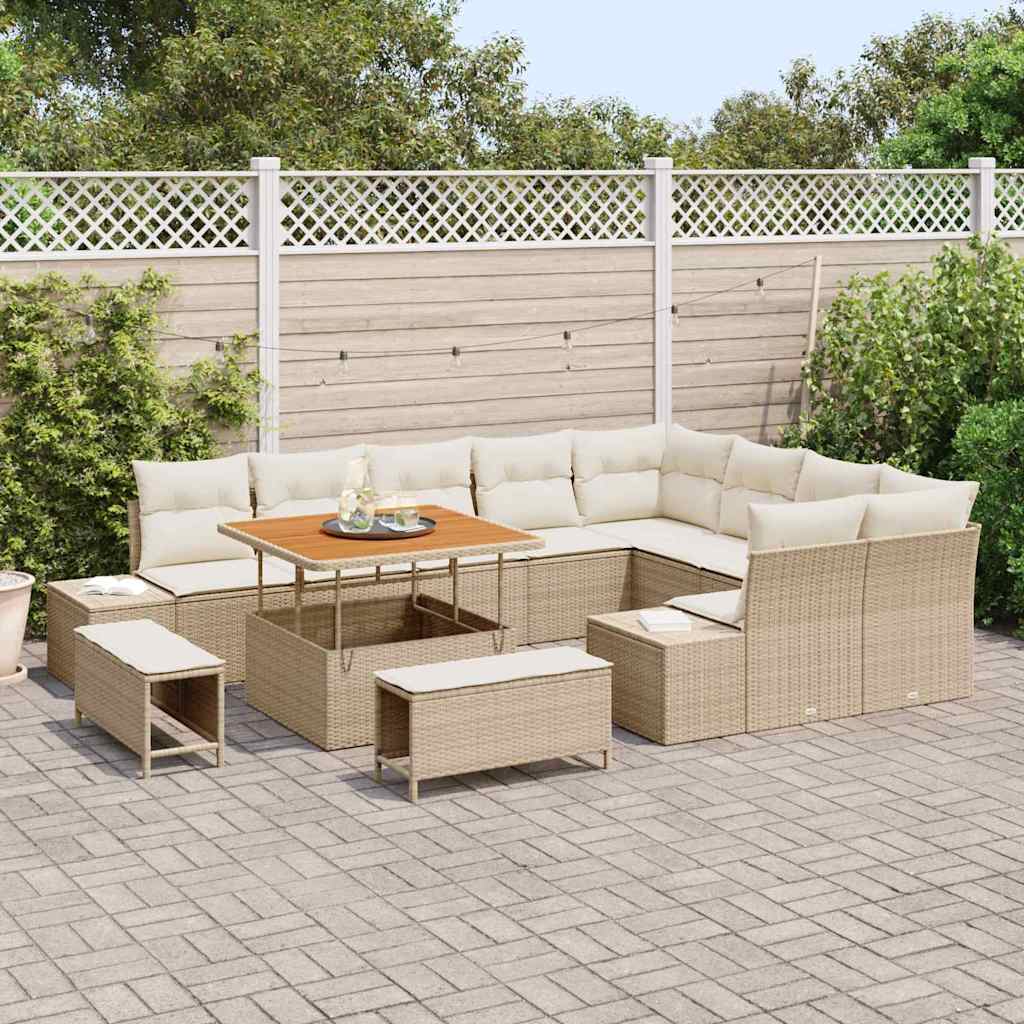 Set Divano da Giardino 12 pcs Beige Poly Rattan - homemem39