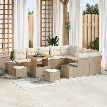 Set Divano da Giardino 12 pcs Beige Poly Rattan