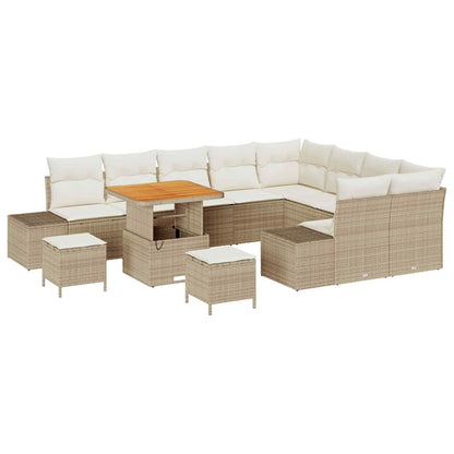 Set Divano da Giardino 12 pcs Beige Poly Rattan