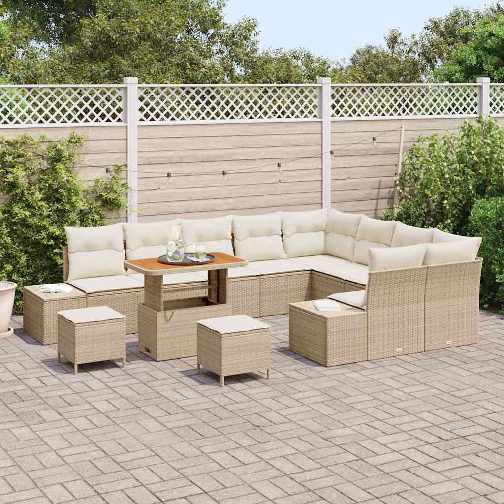Set Divano da Giardino 12 pcs Beige Poly Rattan - homemem39
