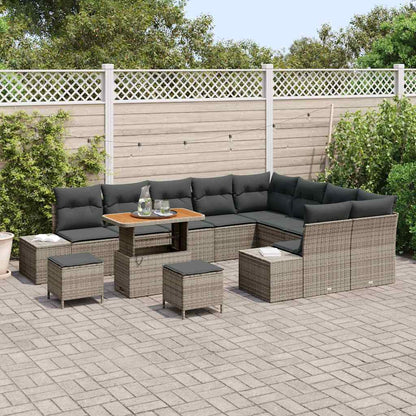 Set Divano da Giardino 12 pcs Grigio Poly Rattan - homemem39