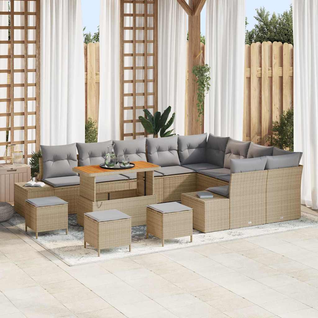 Set Divano da Giardino 13 pcs Beige Poly Rattan - homemem39