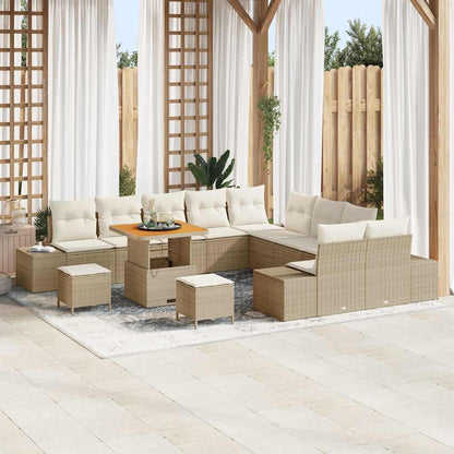 Set Divano da Giardino con cuscino 13 pcs Beige Poly Rattan - homemem39