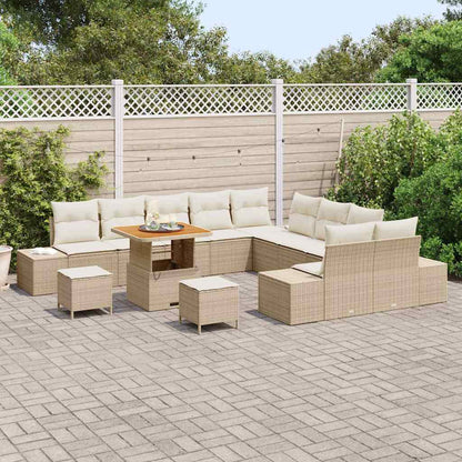 Set Divano da Giardino con cuscino 13 pcs Beige Poly Rattan - homemem39