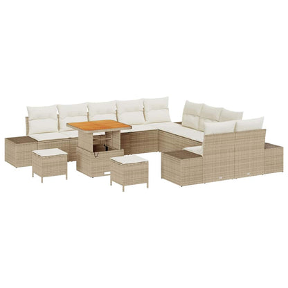 Set Divano da Giardino con cuscino 13 pcs Beige Poly Rattan - homemem39