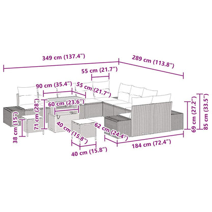 Set Divano da Giardino con cuscino 13 pcs Beige Poly Rattan - homemem39