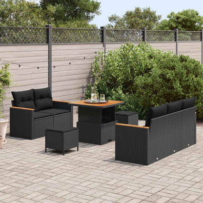 Set Divano da Giardino 8 pz Nero polyrattan | homemem39