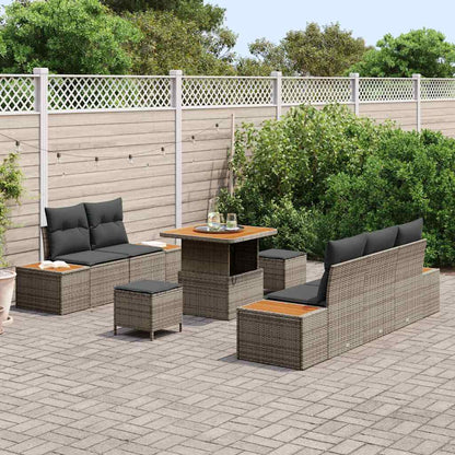 Set Divano da Giardino 8 pcs Grigio polyrattan