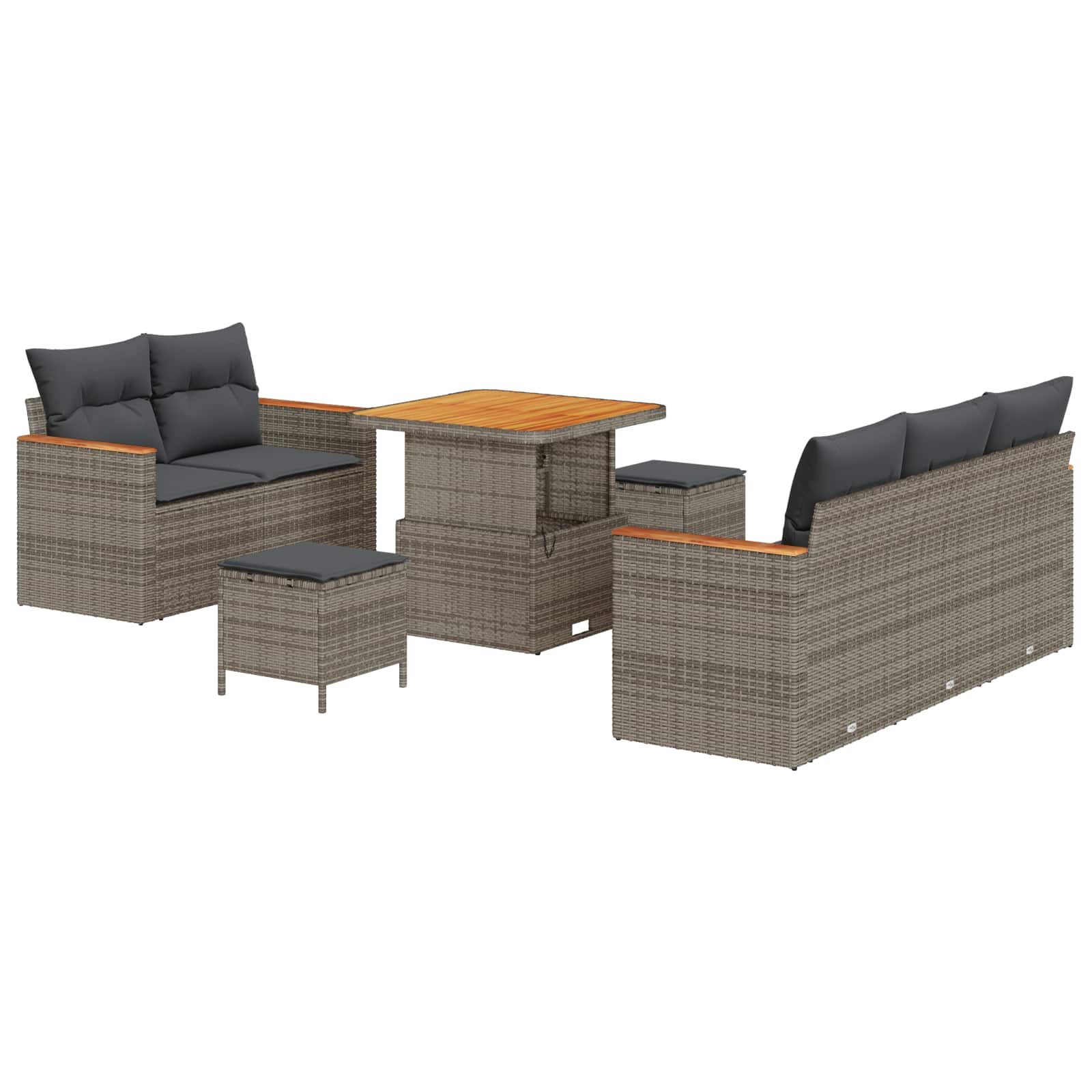 Set Divano da Giardino 8 pcs Grigio polyrattan | homemem39
