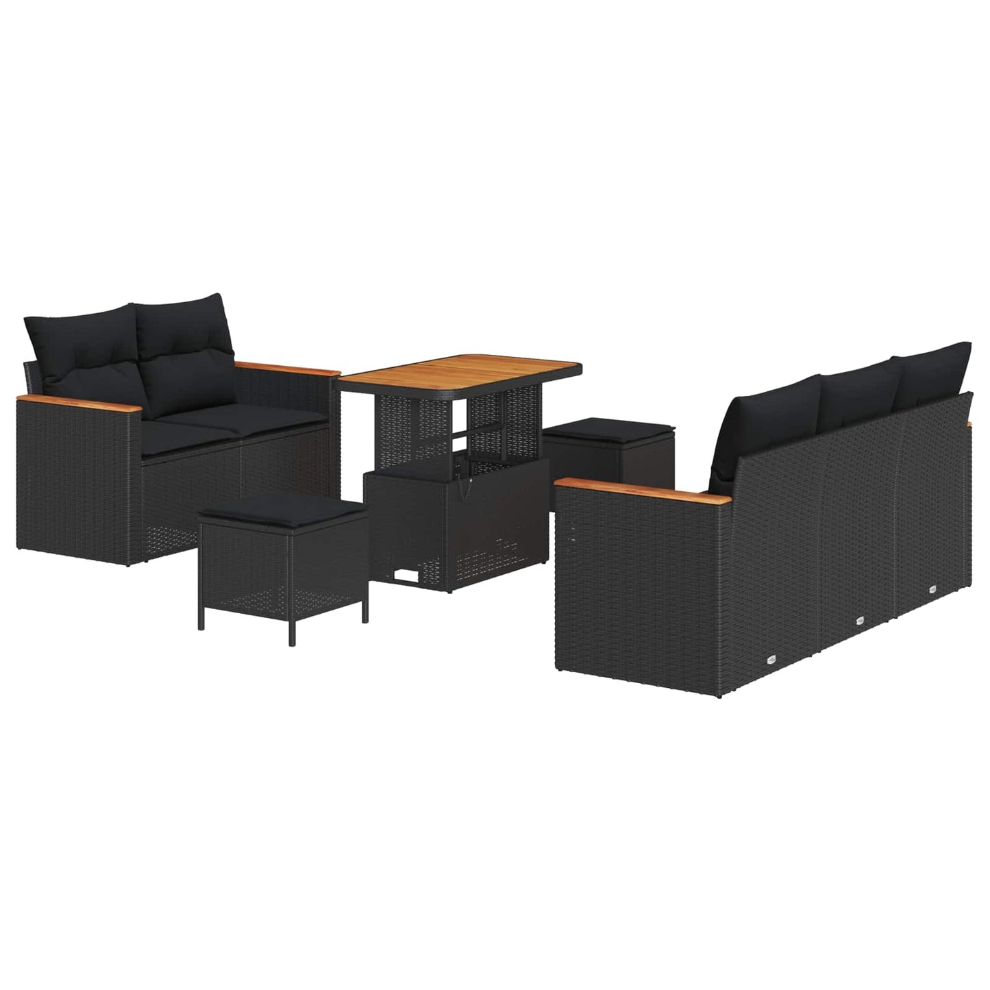 Set Divano da Giardino 8 pz Nero polyrattan | homemem39