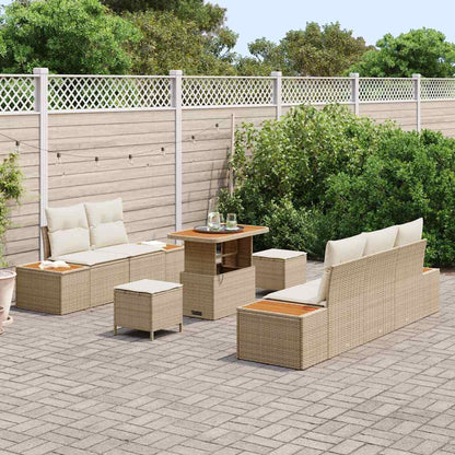 Set Divano da Giardino con cuscino 8 pcs Beige Poly Rattan - homemem39