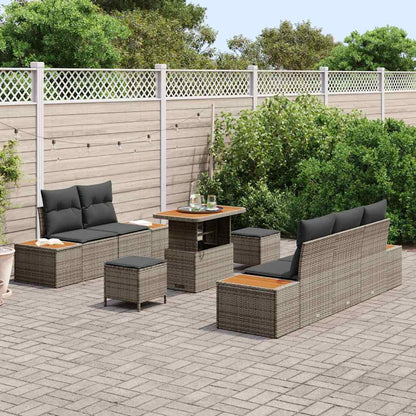 Set Divano da Giardino con cuscino 8 pcs Grigio Poly Rattan - homemem39