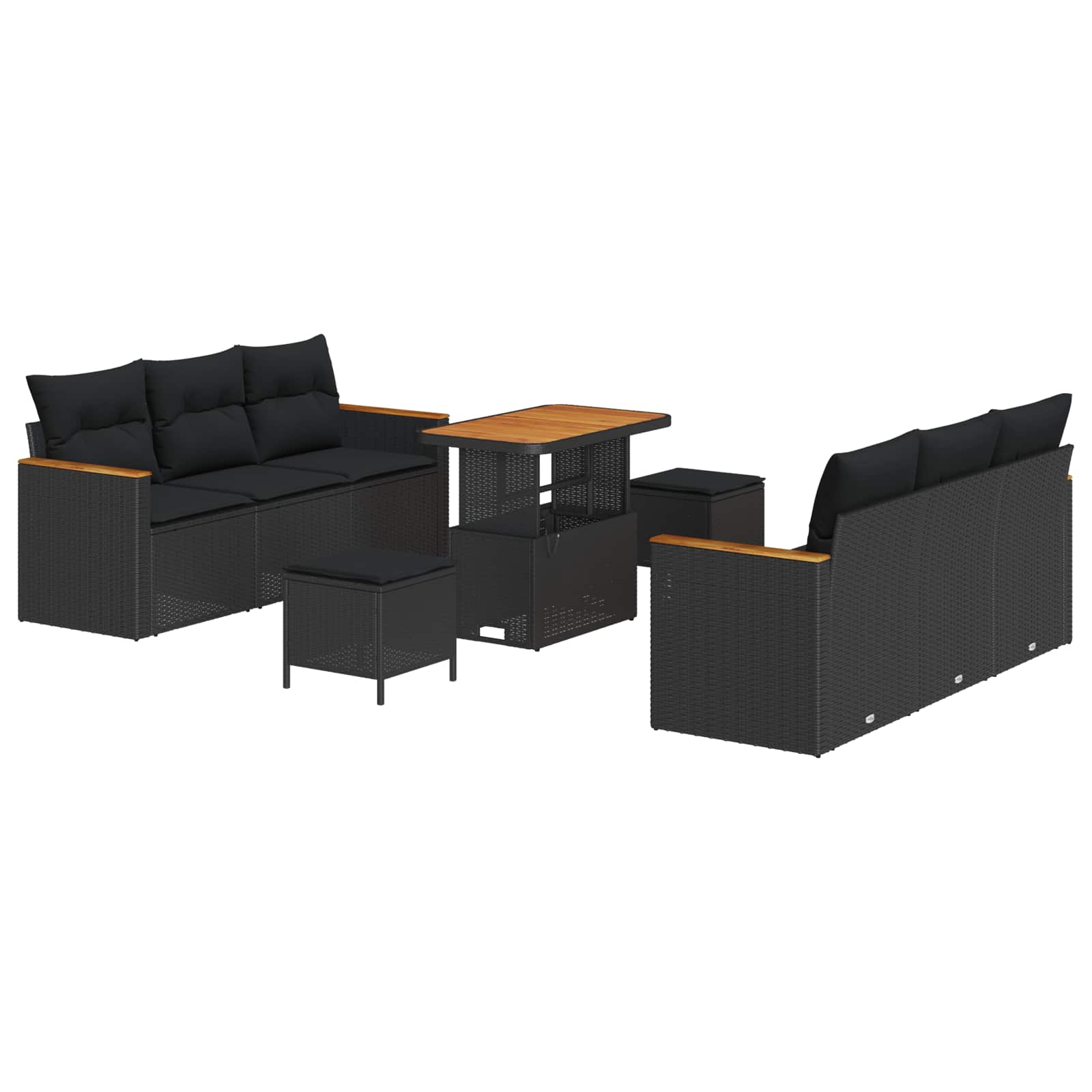 Set Divano da Giardino 9 pcs Nero polyrattan | homemem39