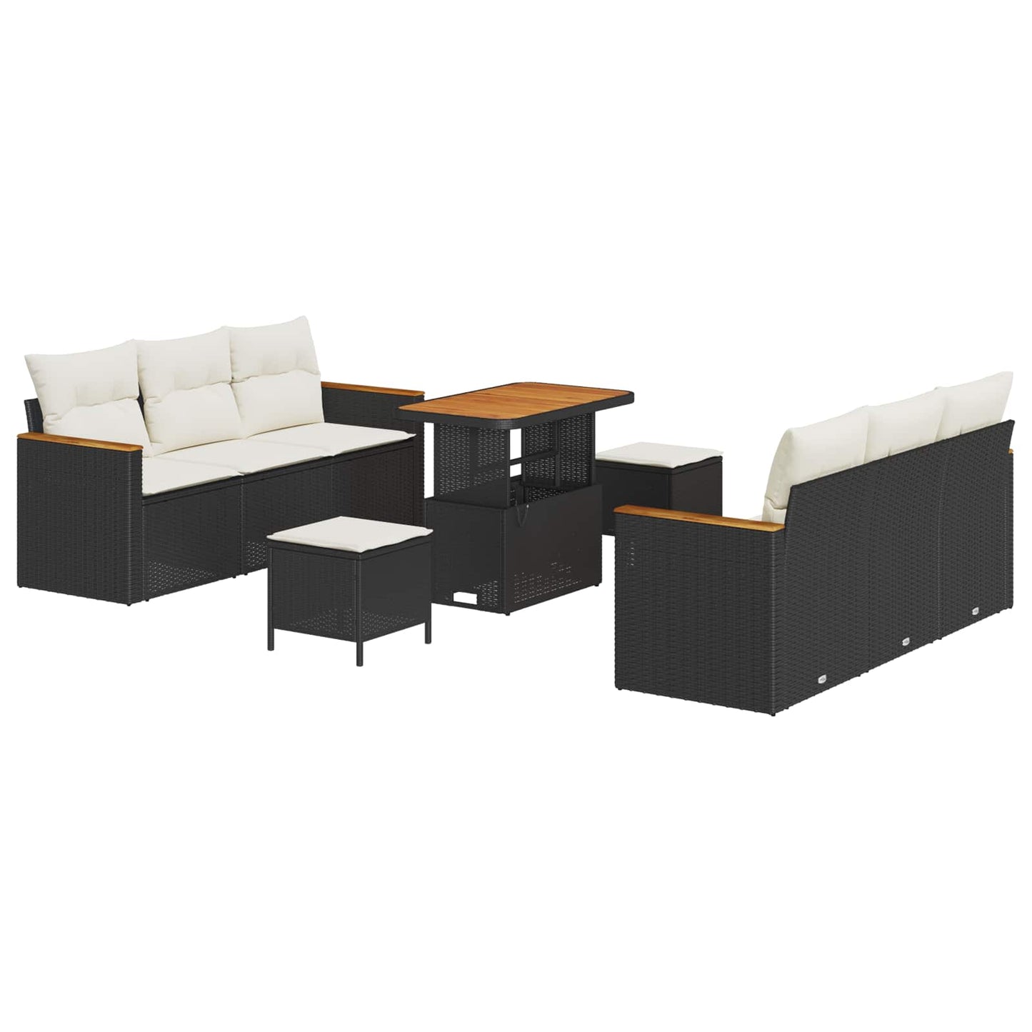 Set Divano da Giardino 9 pcs Nero polyrattan | homemem39