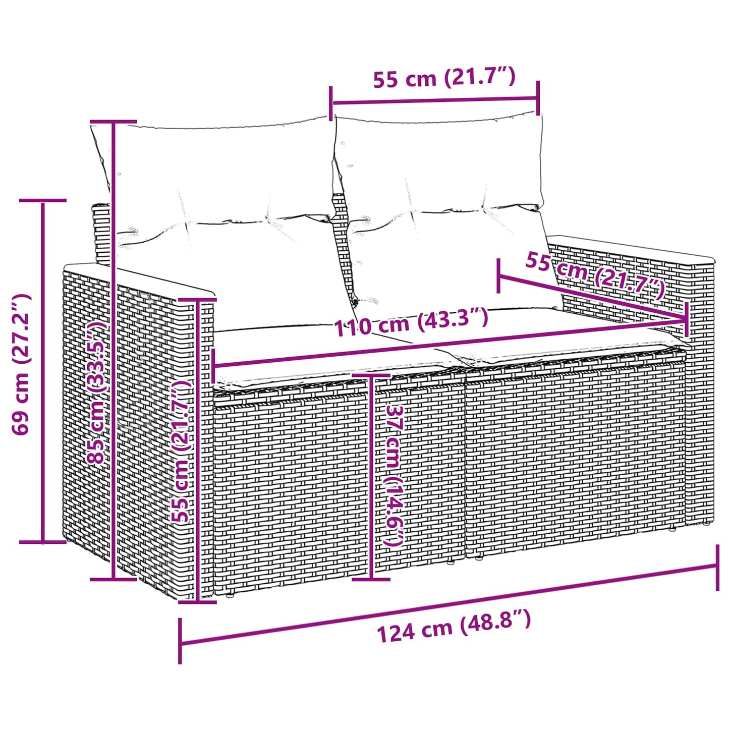 Set Divano da Giardino 10 pz Nero polyrattan | homemem39