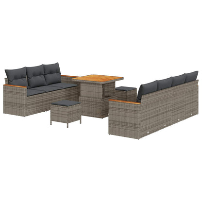 Set Divano da Giardino 10 pcs Grigio polyrattan | homemem39
