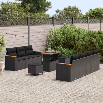 Set Divano da Giardino 10 pz Nero polyrattan | homemem39