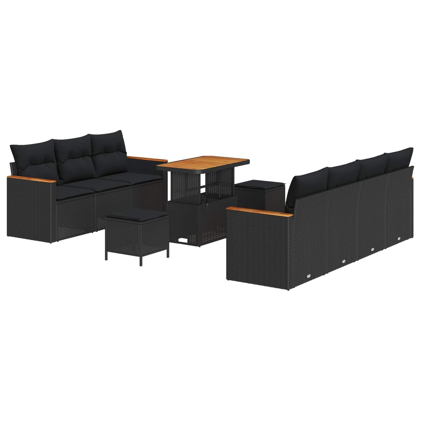 Set Divano da Giardino 10 pz Nero polyrattan | homemem39