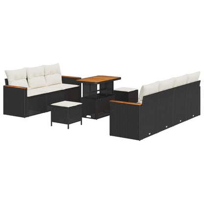 Set Divano da Giardino 10 pcs Nero polyrattan | homemem39