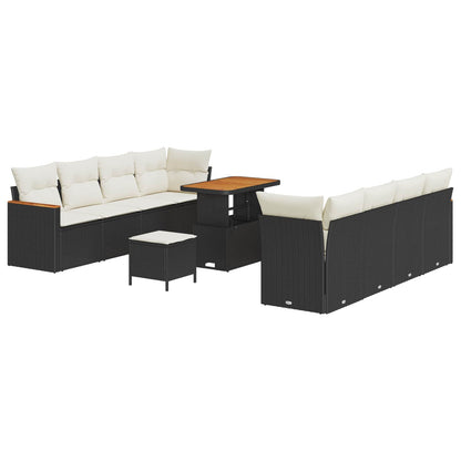 Set Divano da Giardino 11 pcs Nero polyrattan | homemem39