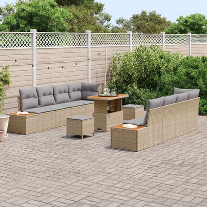 Set Divano da Giardino con cuscino 11 pcs Beige Poly Rattan - homemem39