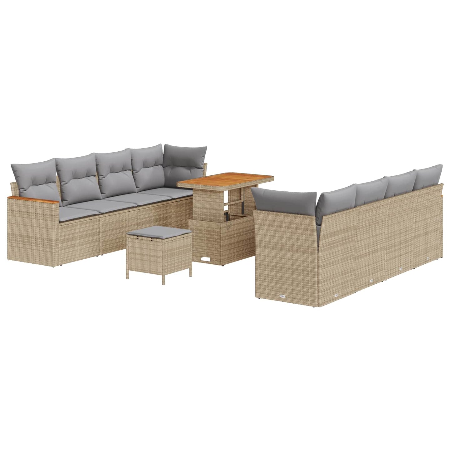 Set Divano da Giardino 11 pcs Beige polyrattan | homemem39