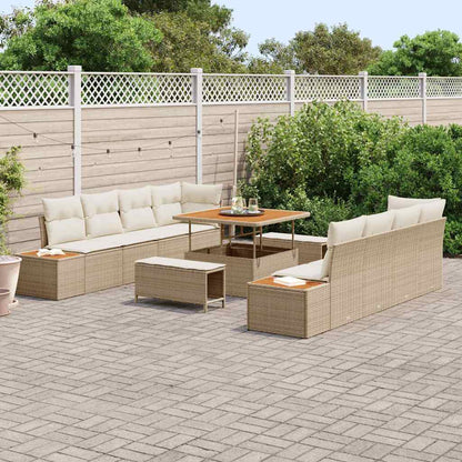 Set Divano da Giardino con cuscino 11 pcs Beige Poly Rattan - homemem39