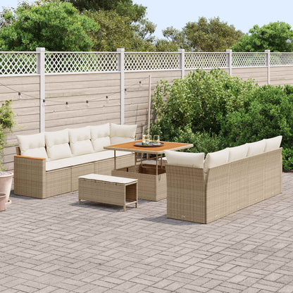 Set Divano da Giardino 11 pcs Beige polyrattan