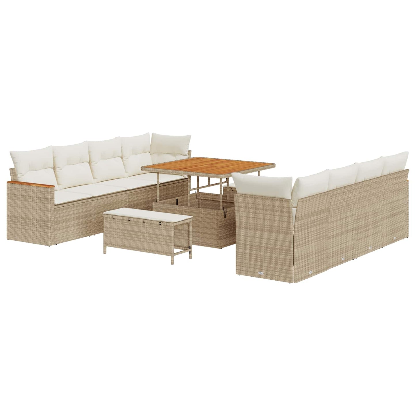 Set Divano da Giardino 11 pcs Beige polyrattan | homemem39