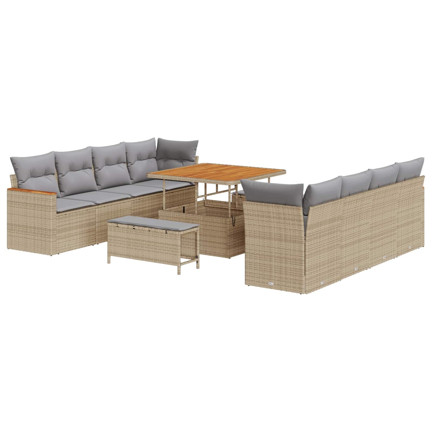 Set Divano da Giardino 11 pcs Beige polyrattan