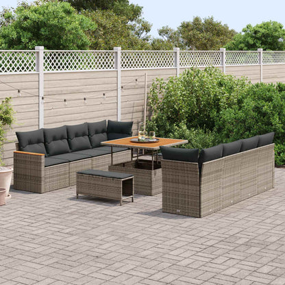 Set Divano da Giardino 11 pcs Grigio polyrattan | homemem39